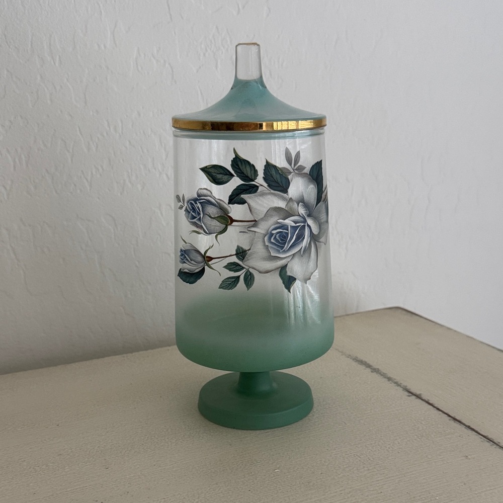 Floral Glass Jar with Lid